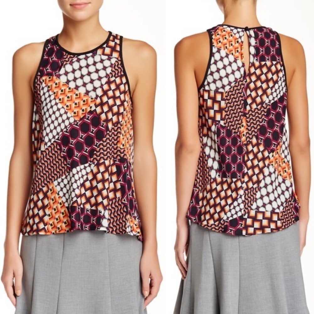 Trina Turk Dionne Patchwork Geo Print Tank Top